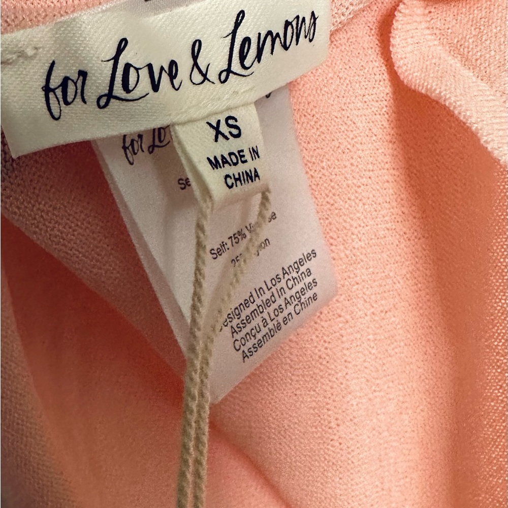 For Love and Lemons Pink Sadie Turtleneck Ruched Sleeve Top XS NEW NWT - Picture 4 of 4